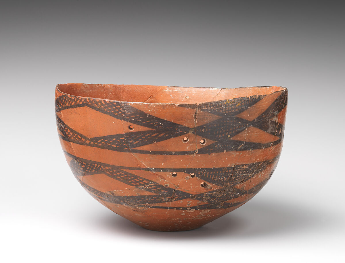 Bowl with cross-hatched decoration, Ceramic, paint, Iran