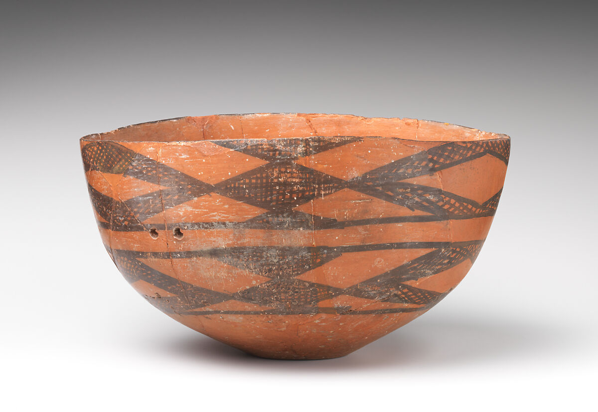 Bowl with cross-hatched decoration, Ceramic, paint, Iran