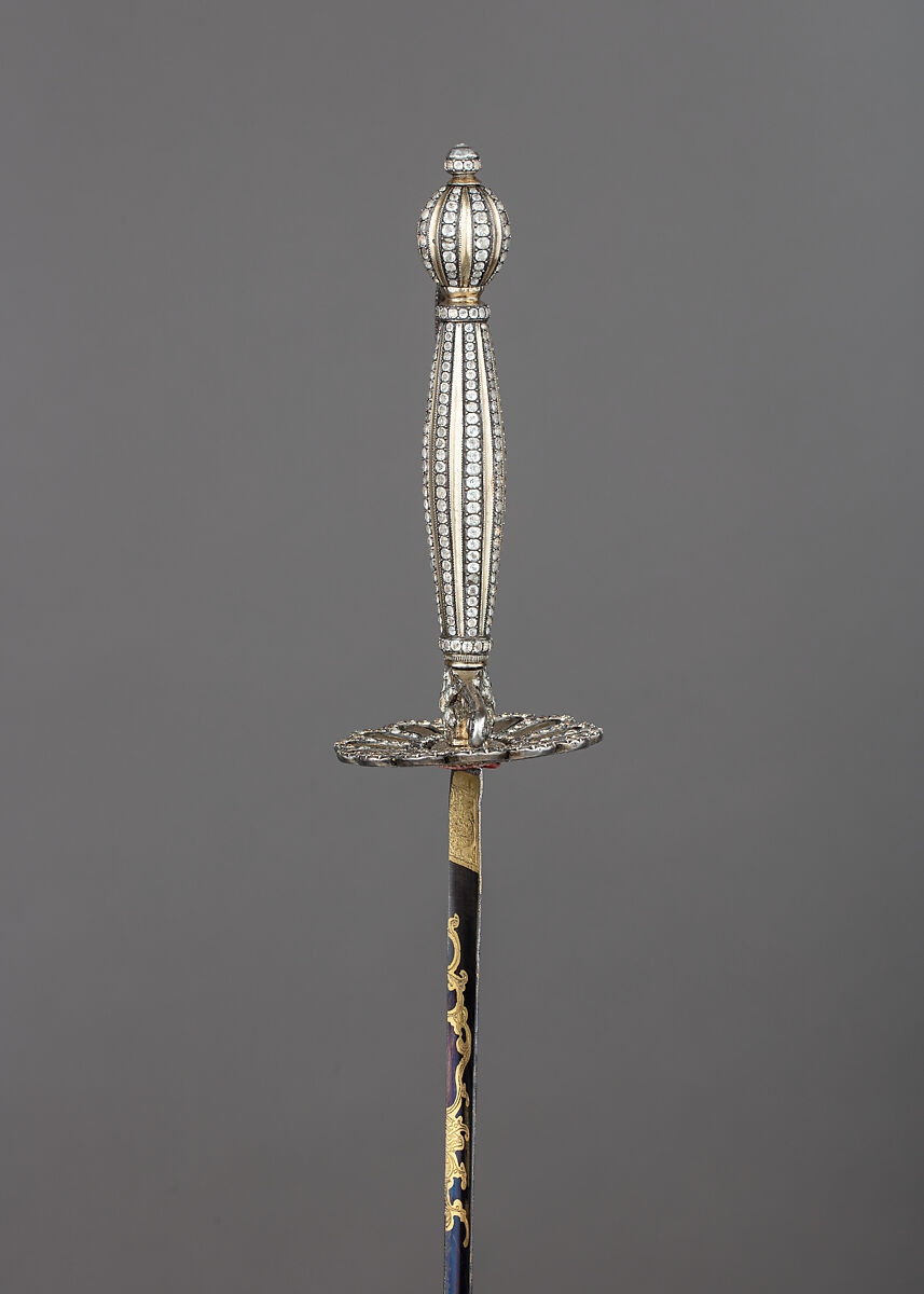 Smallsword, Steel, gold, silver, textile, paste jewels, French