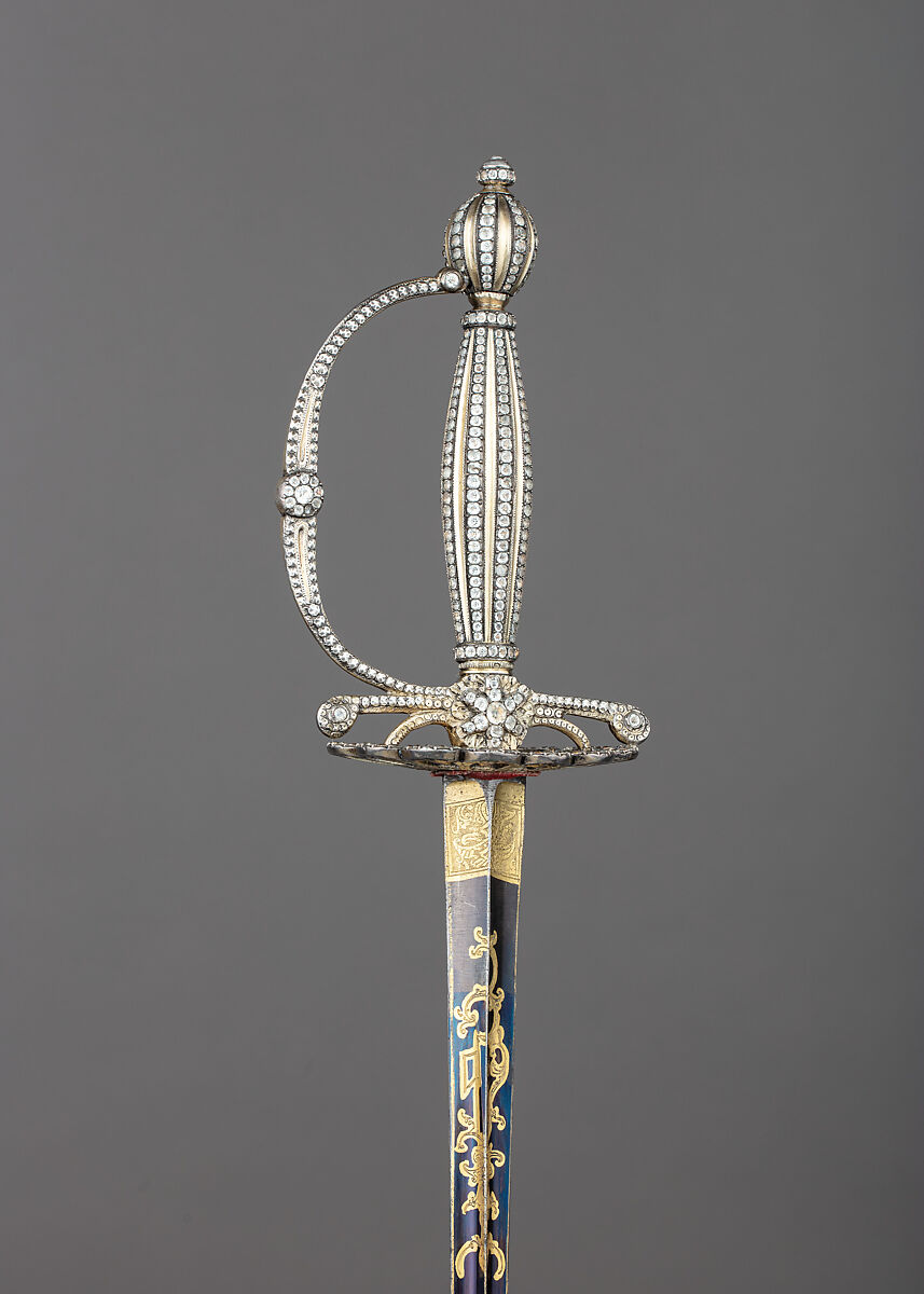 Smallsword, Steel, gold, silver, textile, paste jewels, French