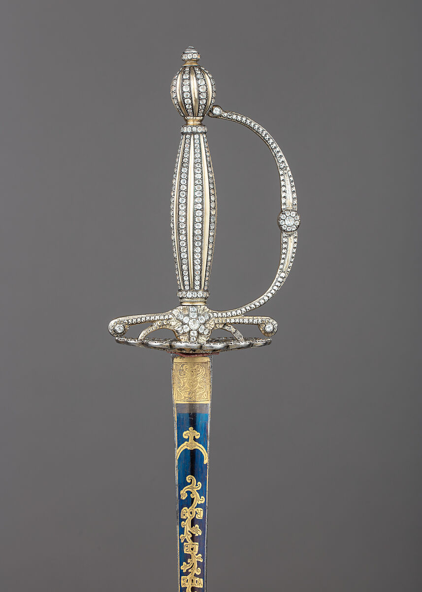 Smallsword, Steel, gold, silver, textile, paste jewels, French