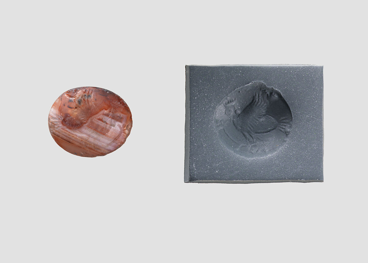 Stamp seal, Agate, red white, Achaemenid 