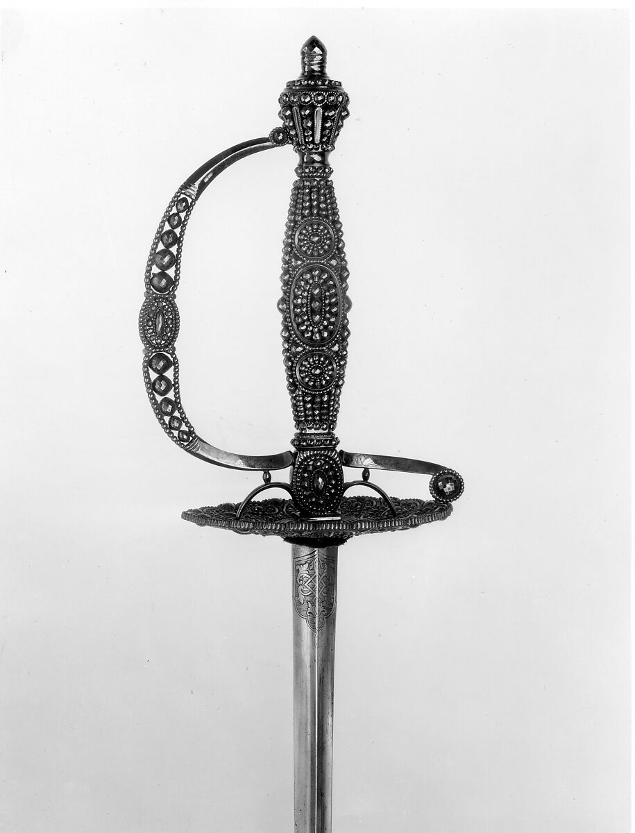 Smallsword, known as a Mourning Sword, Steel, textile, British