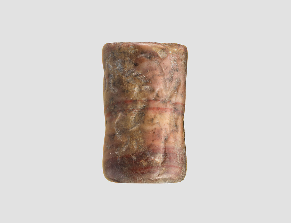 Cylinder seal, Marble, pink red, Akkadian