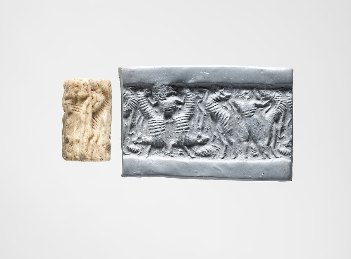 Cylinder seal, Marble, Sumerian 