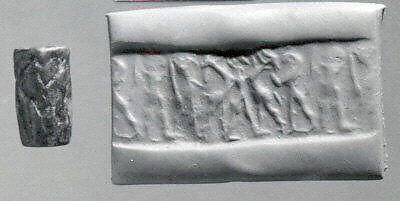 Cylinder seal, Lapis lazuli, Sumerian 