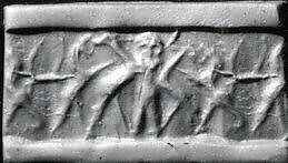 Cylinder seal, Limestone, Sumerian 
