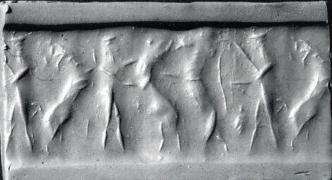 Cylinder seal, Serpentine, Akkadian 