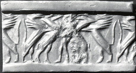 Cylinder seal, Serpentine, Akkadian 