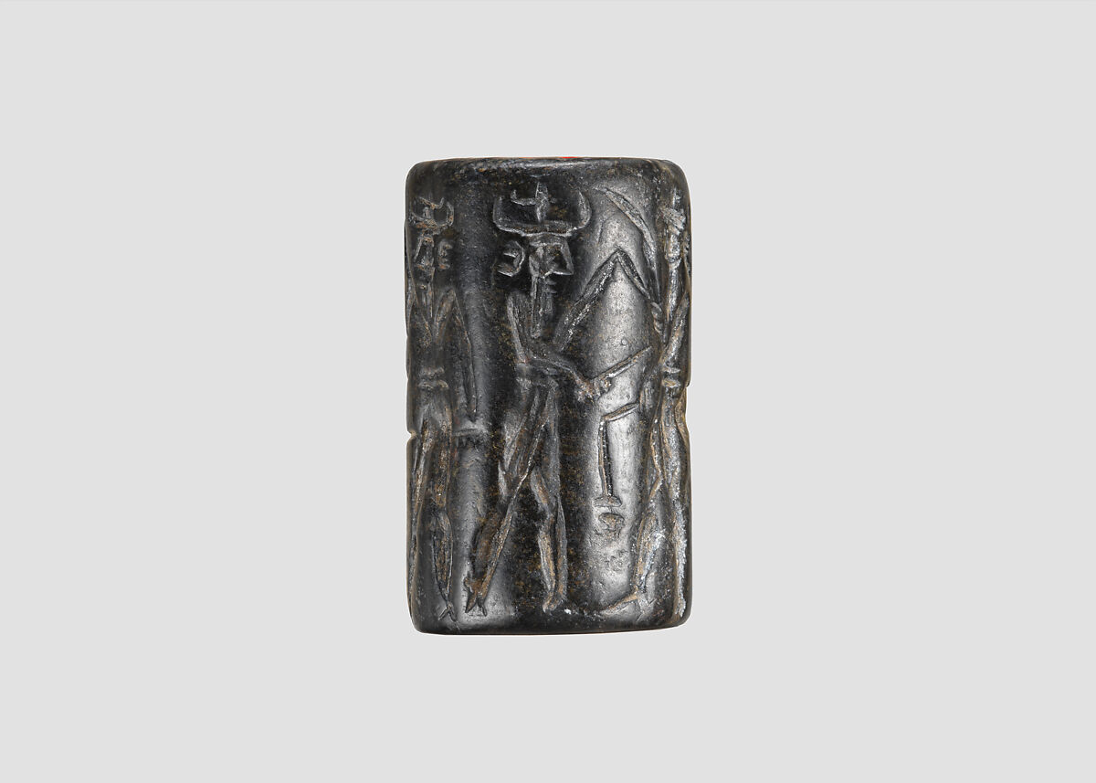 Cylinder seal, Serpentine, Akkadian