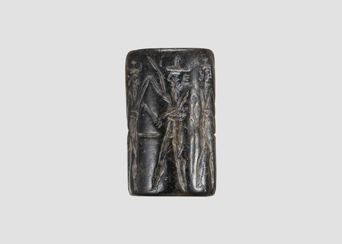 Cylinder seal, Serpentine, Akkadian