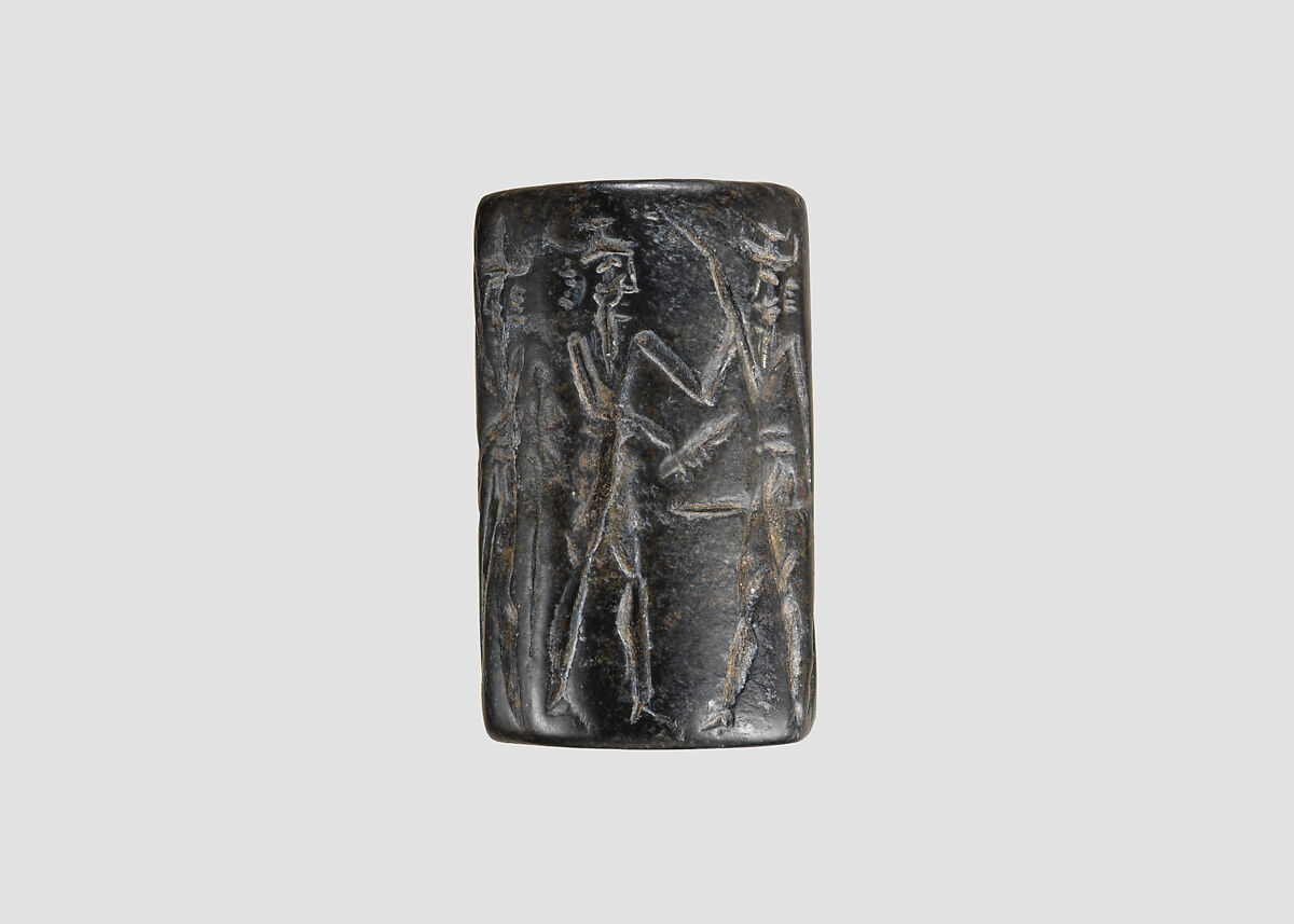 Cylinder seal, Serpentine, Akkadian