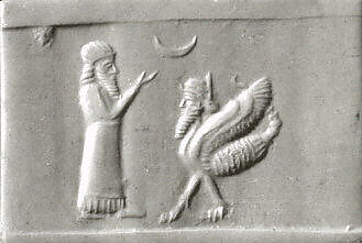Cylinder seal with cultic scene, Lapis lazuli, Assyro-Babylonian 