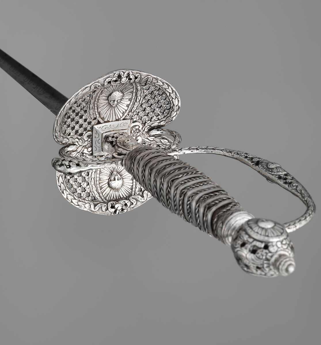 Smallsword carried by the Gardes du Corps, Guilmin (French, Versailles recorded 1767–1775), Steel, silver, wood, textile, French, Versailles