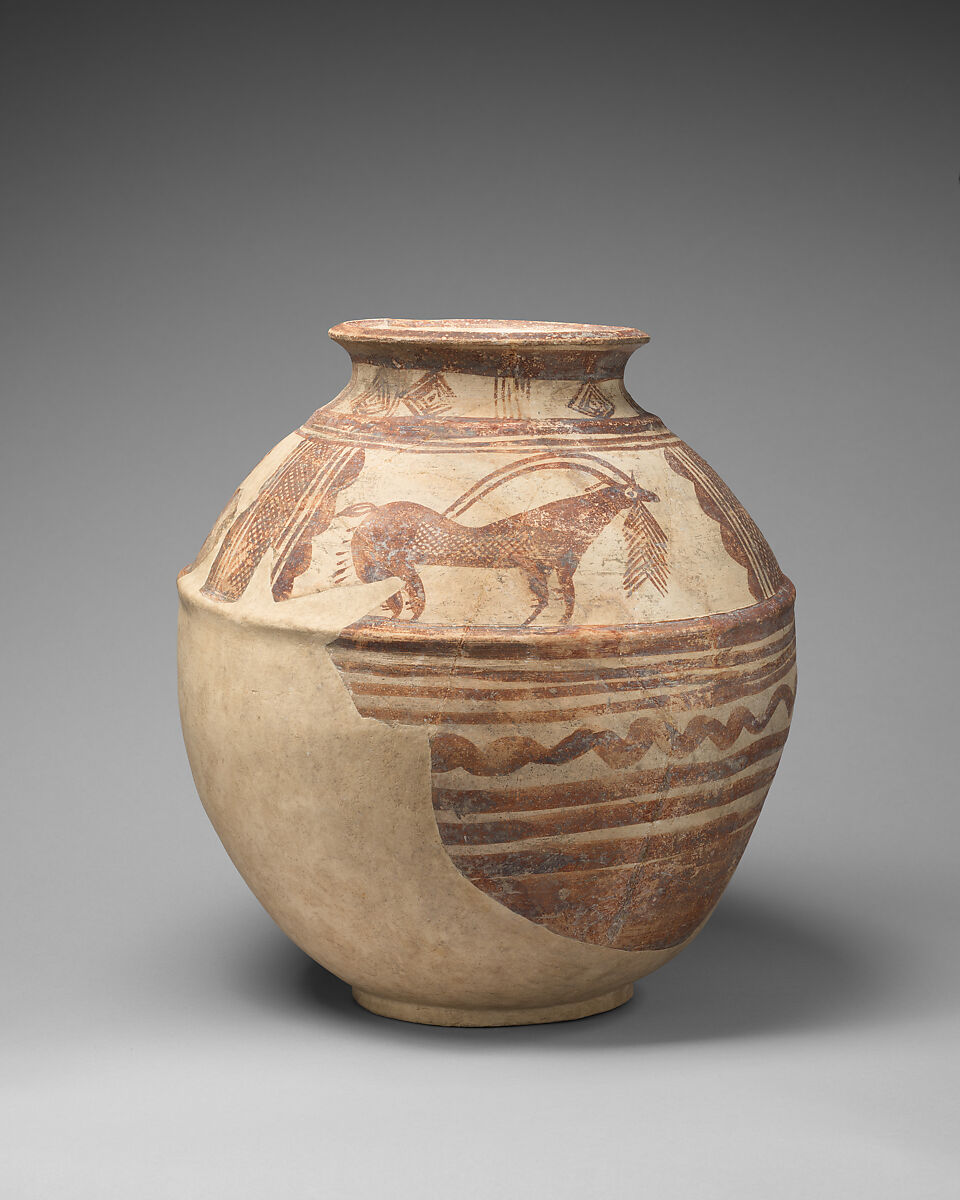 Jar with ibexes, Ceramic, paint, Iran