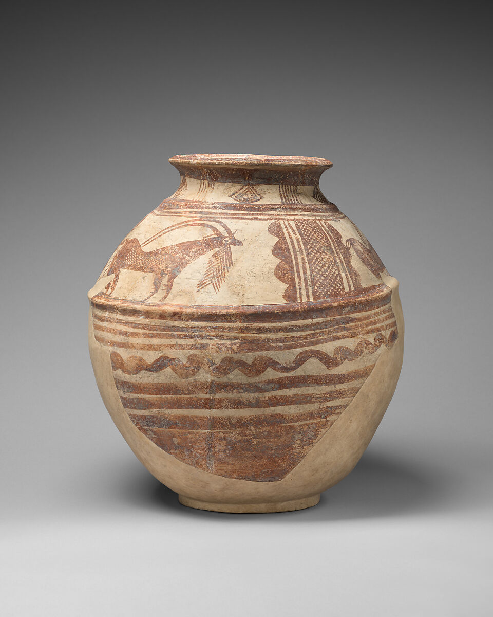 Jar with ibexes, Ceramic, paint, Iran 
