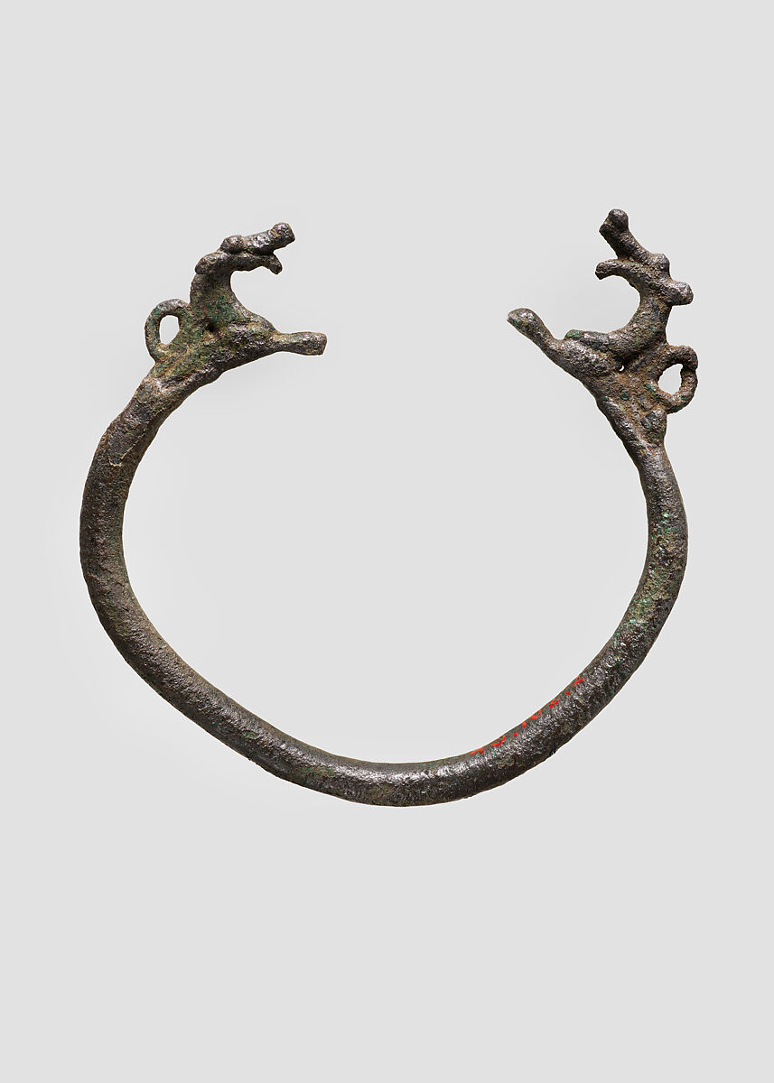 Harness or bridle ornament or fitting (?), Iran, Iron Age II, Date ca. 9th  century B.C., Iran, Hasanlu, Iran, Bronze, 5.39 x 2.56 in. (13.69 x 6.5  cm), Metalwork-Equestria - Album alb4893939