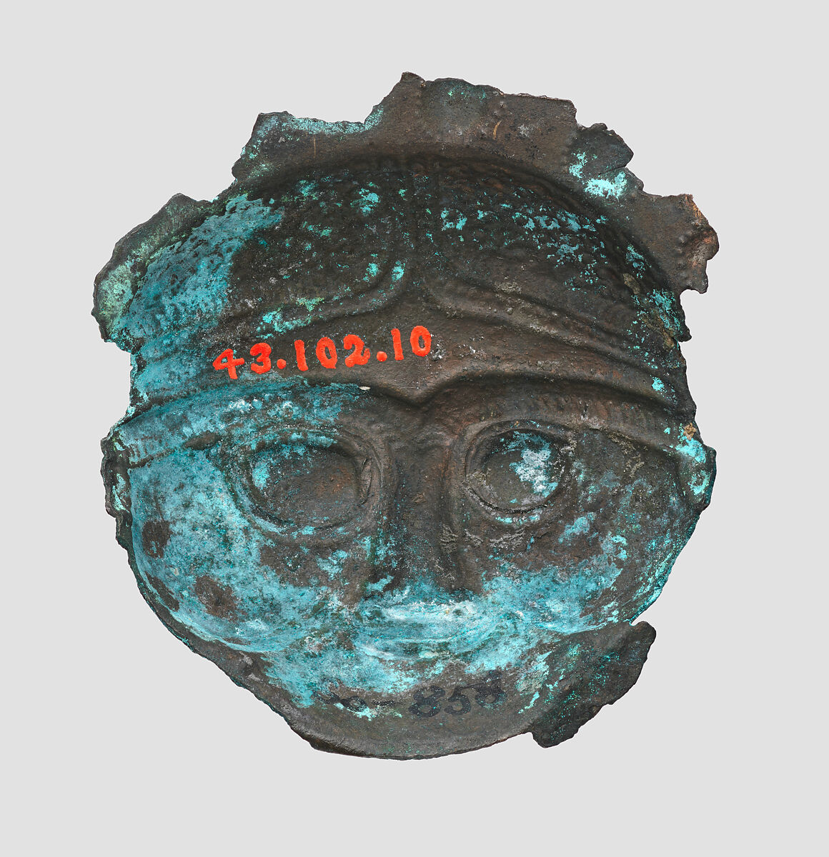 Boss from a disc-headed pin, Bronze, Iran