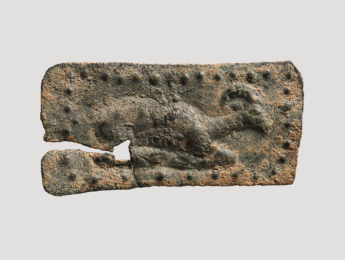 Plaque with horned animal, Bronze, Iran 