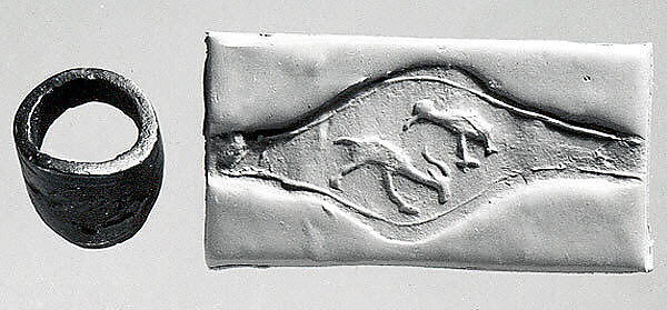 Seal ring: bird above a horned animal, Bronze, Iran 
