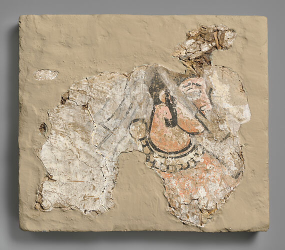 Fragment of wall painting: female with a mouth cover (padam)