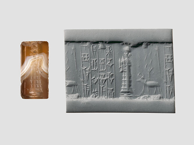 Cylinder seal and modern impression: suppliant goddess