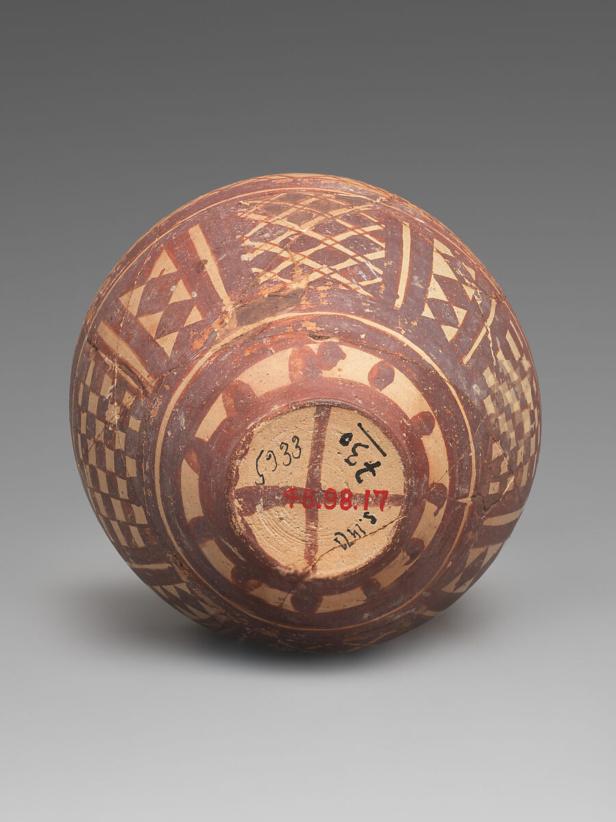 Cup with geometric decoration, Ceramic, paint, Iran