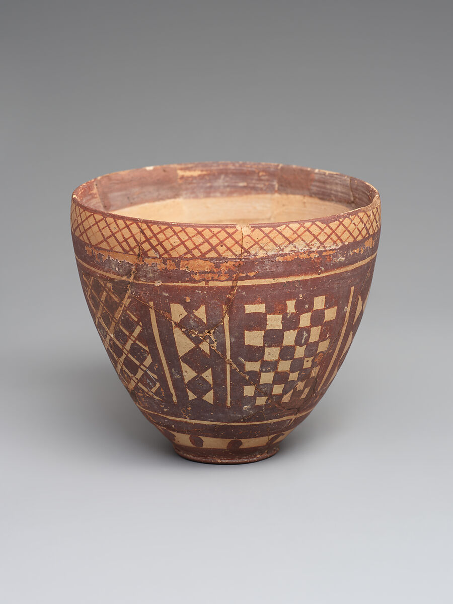 Cup with geometric decoration, Ceramic, paint, Iran