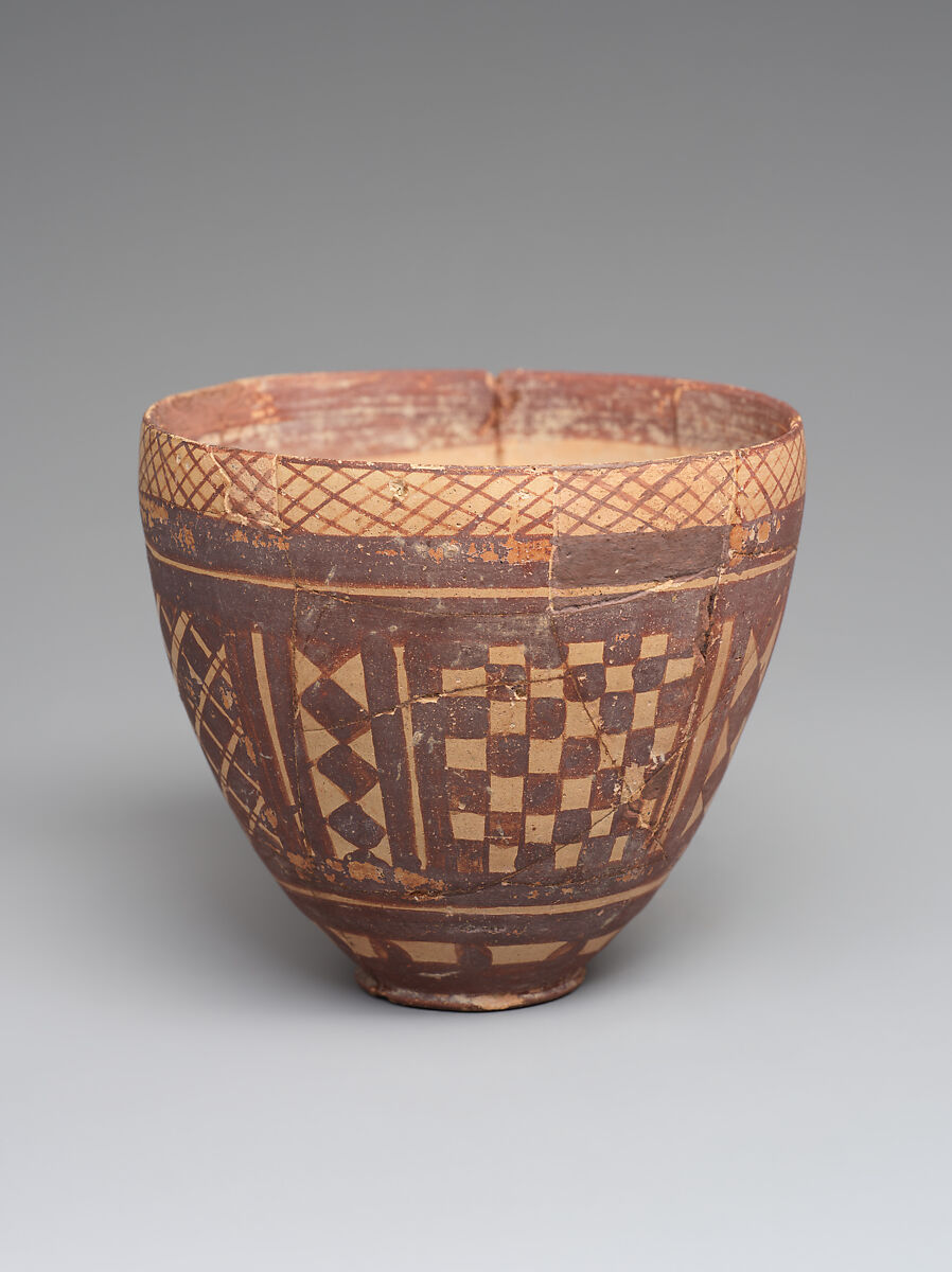 Cup with geometric decoration, Ceramic, paint, Iran 
