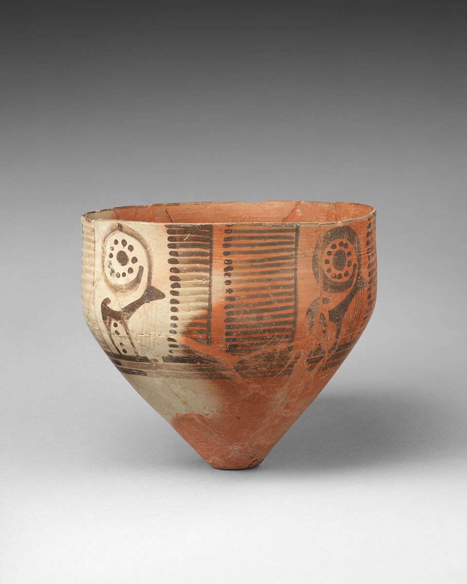Cup decorated with ibexes, Ceramic, paint, Iran 