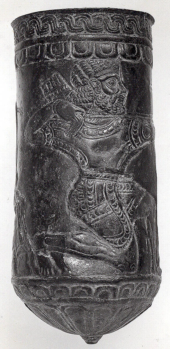 Beaker with archer and bull, Bronze, Iran 