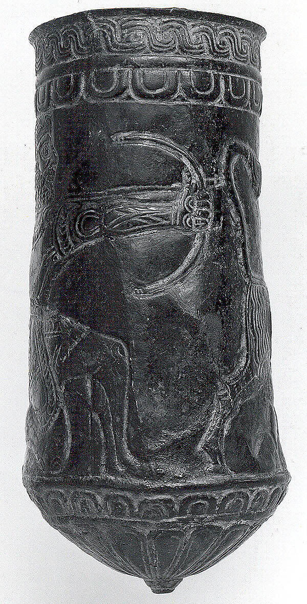 Beaker with archer and bull, Bronze, Iran