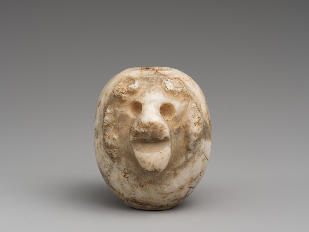 Mace head with two bull's heads, Marble, Sumerian