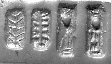 Rectangular prism (?) seal engraved on six faces, Black steatite, Hittite 
