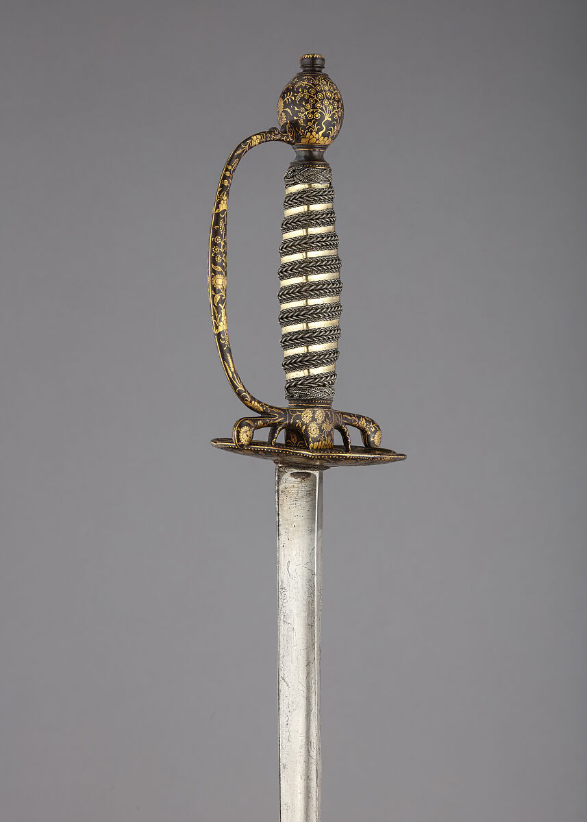 Smallsword, Steel, gold, silver, hilt, possibly India; blade, possibly European