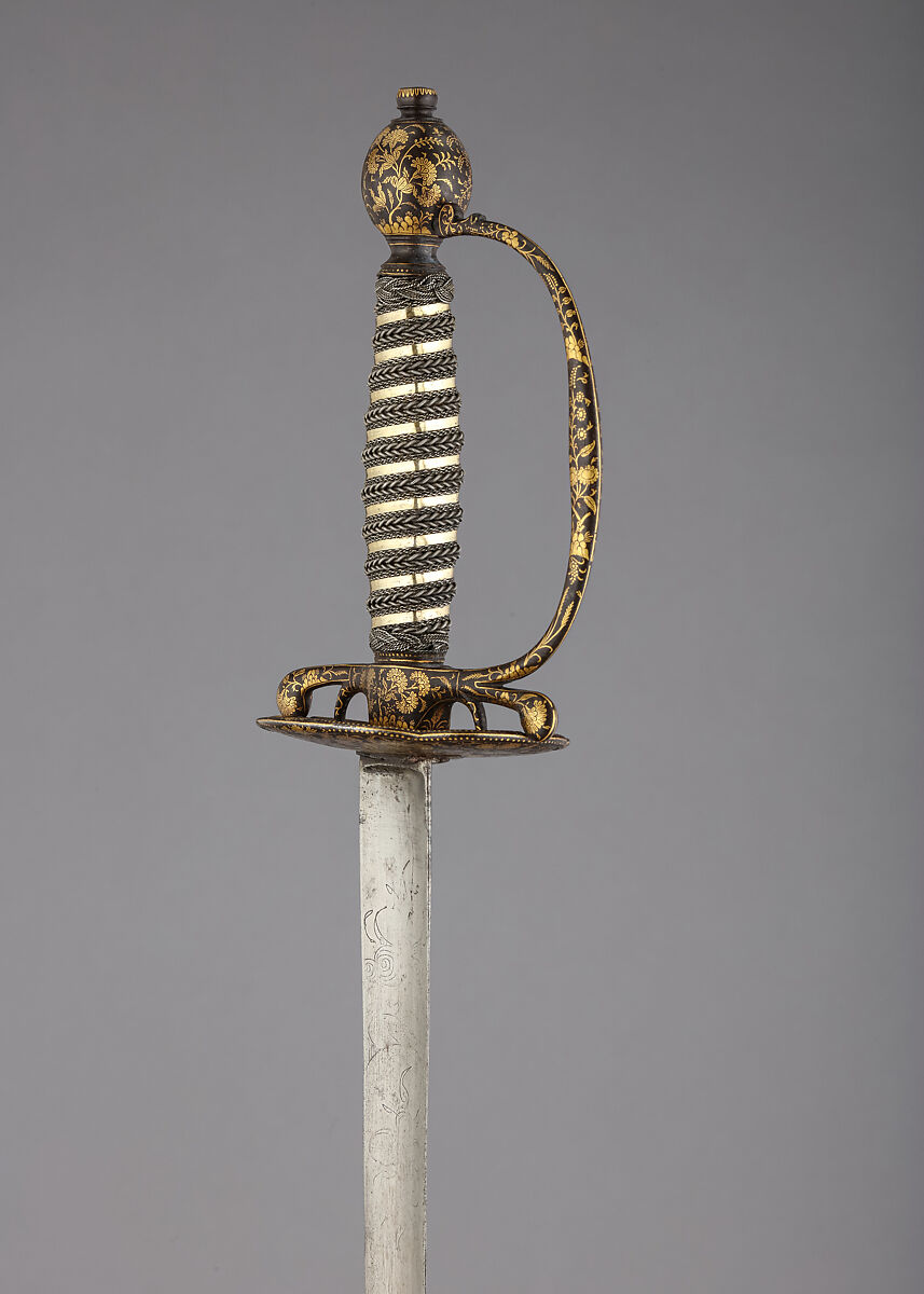 Smallsword, Steel, gold, silver, hilt, possibly India; blade, possibly European