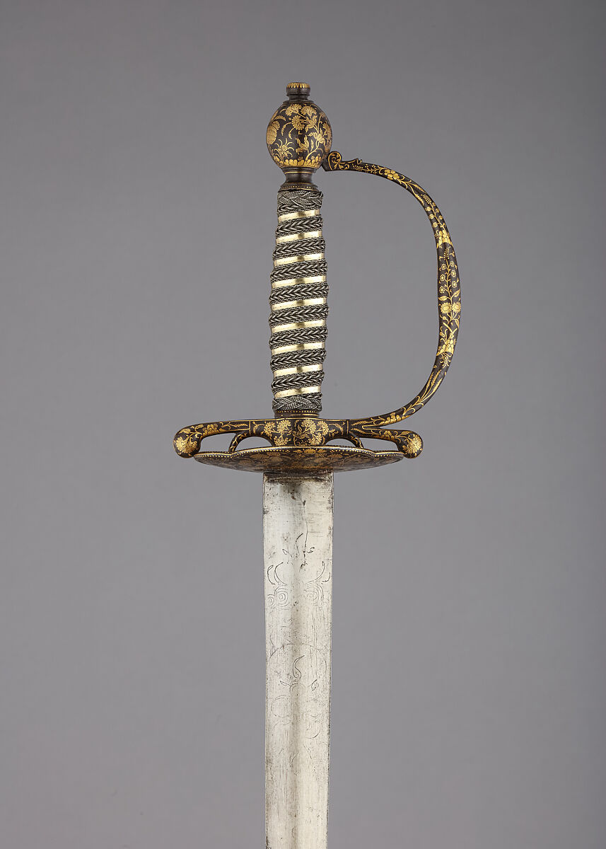 Smallsword, Steel, gold, silver, hilt, possibly India; blade, possibly European