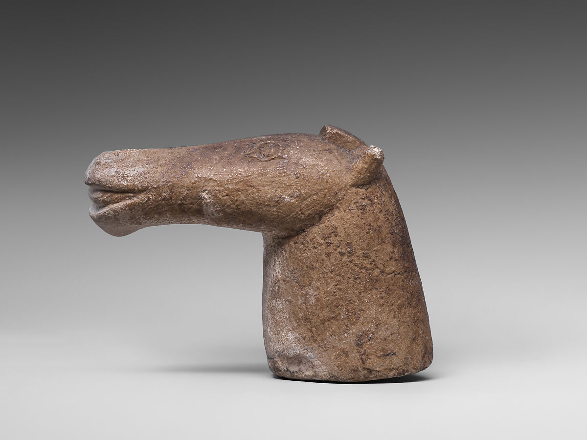 Horse head, possibly head of a scepter, Limestone, Scythian (?)