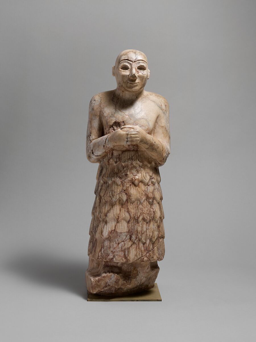 Votive figure, Stone, white, Sumerian 