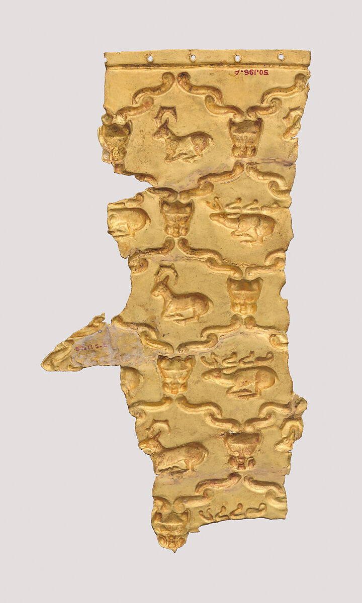 Fragment, probably of a belt, Gold, Iran