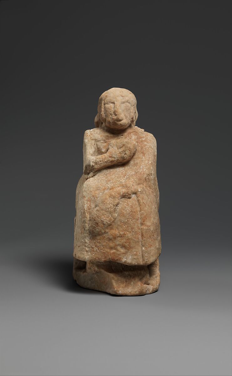 Seated female figure, Gypsum alabaster 