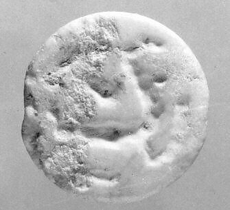 Drilled oval hemispheroid seal, Stone, gray white 