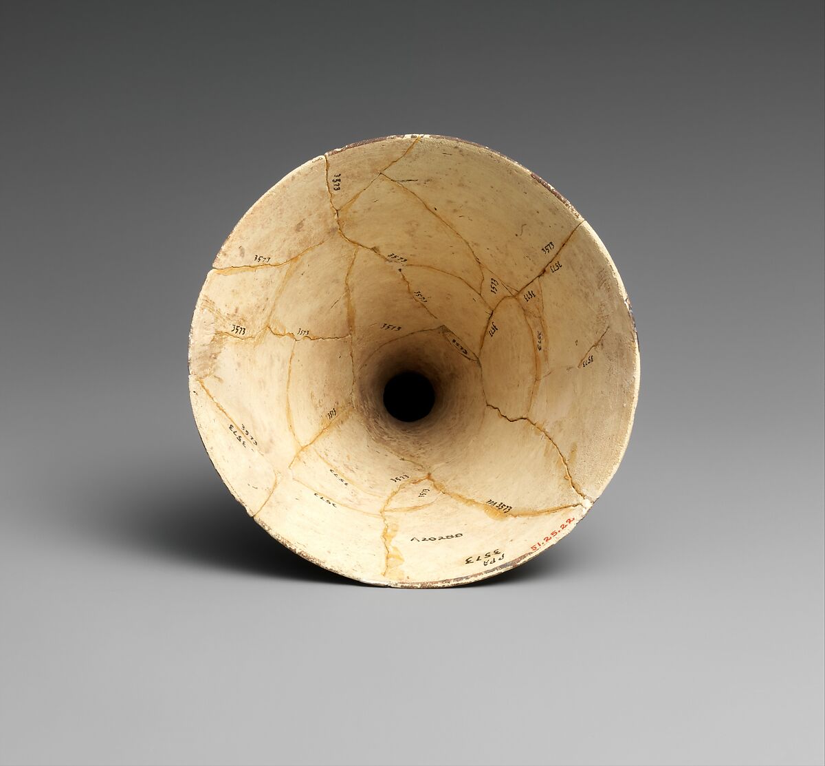 Cone-shaped vase with geometric decoration, Ceramic, paint, Iran