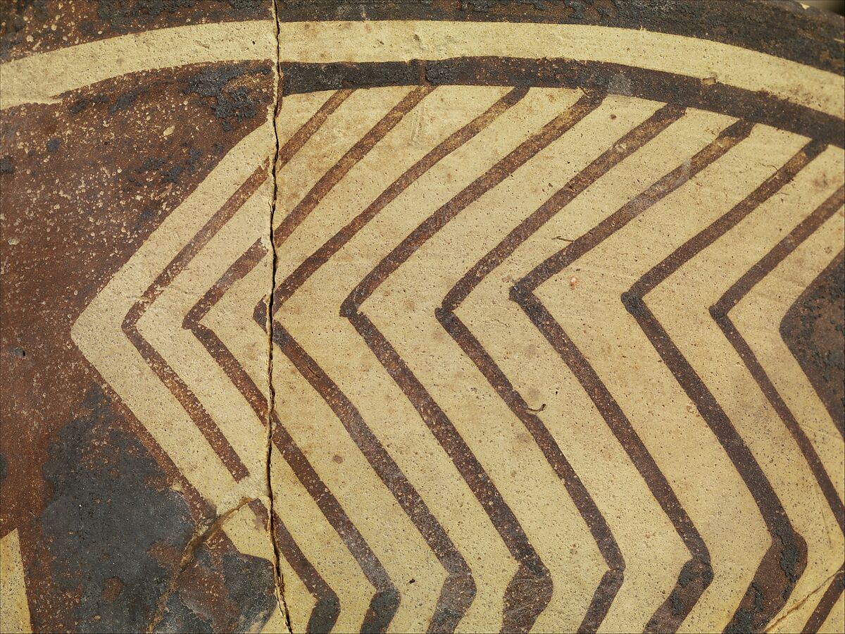 Cone-shaped vase with geometric decoration, Ceramic, paint, Iran