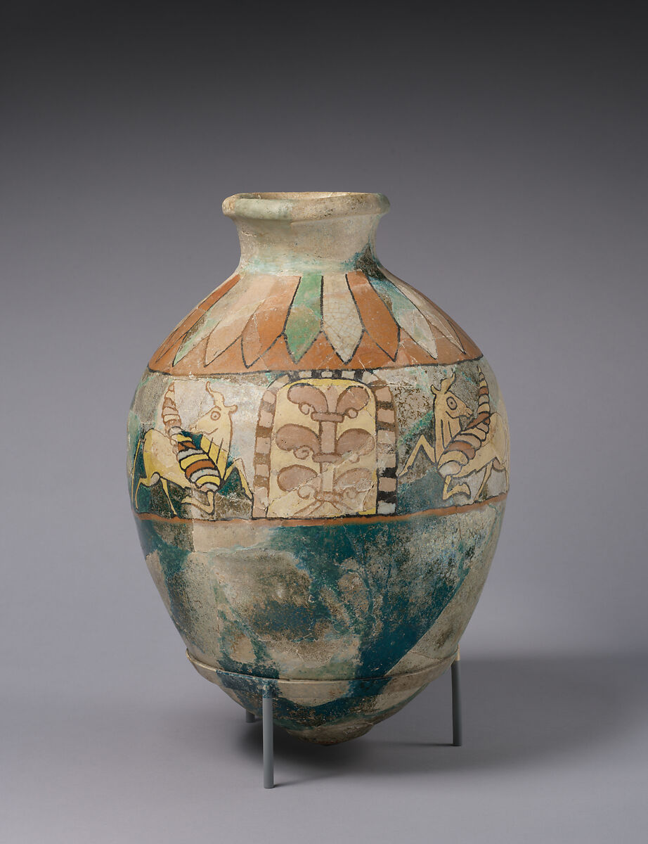 Jar with winged bulls flanking palmettes, Glazed ceramic, Iran