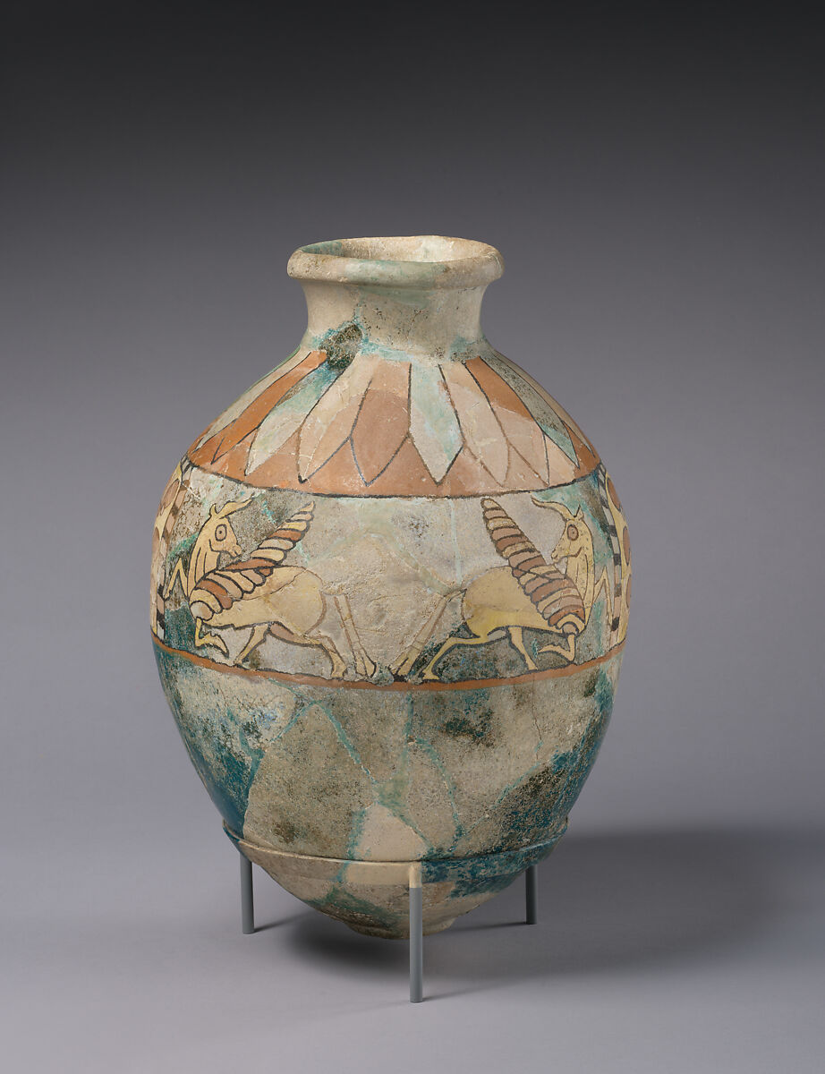 Jar with winged bulls flanking palmettes, Glazed ceramic, Iran