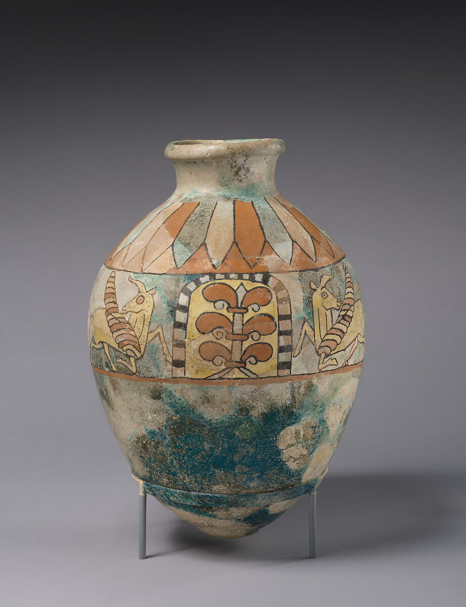Jar with winged bulls flanking palmettes, Glazed ceramic, Iran 