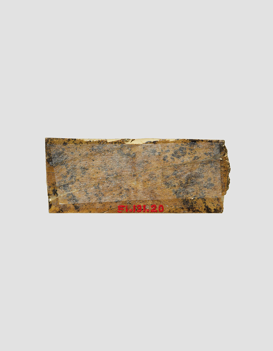 Panel fragment with a kneeling horned animal, Ivory, Iran