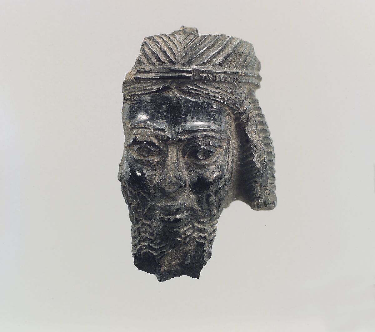 Head of a male figure, Ivory, Assyrian 