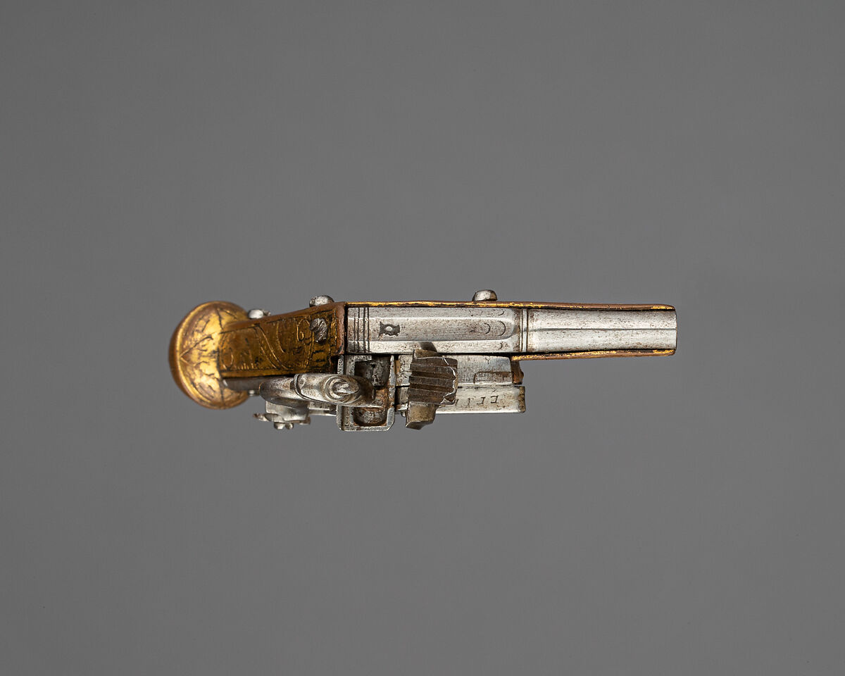 Model of a Miquelet Pistol, Steel, copper alloy (brass), gold, German